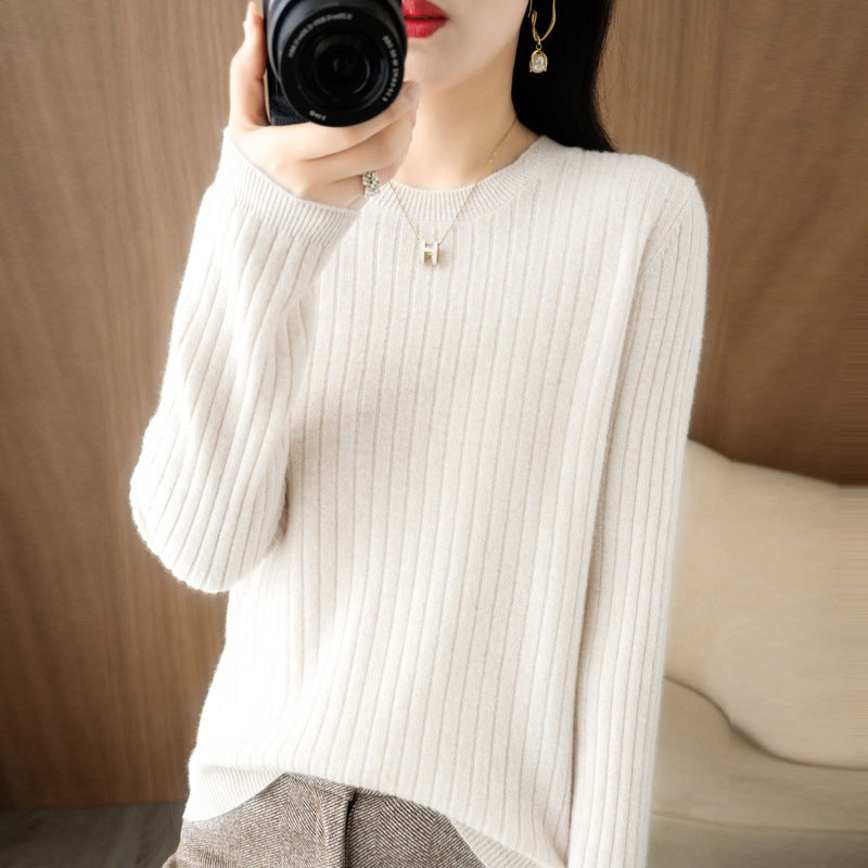 Autumn Women's Knitwear Round Neck Sweater For Women Low Collar Bottoming