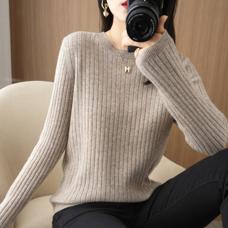 Autumn Women's Knitwear Round Neck Sweater For Women Low Collar Bottoming