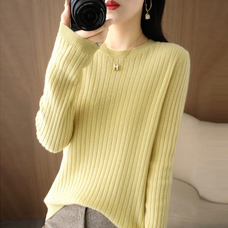 Autumn Women's Knitwear Round Neck Sweater For Women Low Collar Bottoming