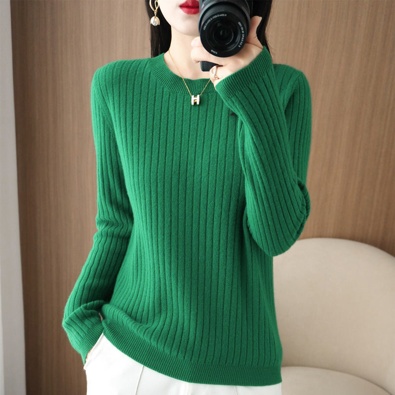 Autumn Women's Knitwear Round Neck Sweater For Women Low Collar Bottoming