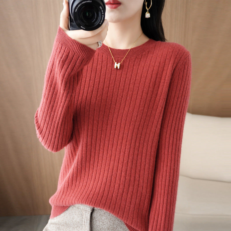 Autumn Women's Knitwear Round Neck Sweater For Women Low Collar Bottoming