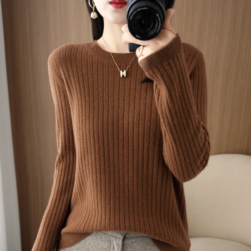 Autumn Women's Knitwear Round Neck Sweater For Women Low Collar Bottoming