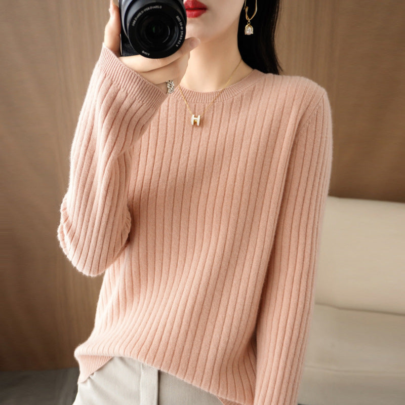 Autumn Women's Knitwear Round Neck Sweater For Women Low Collar Bottoming