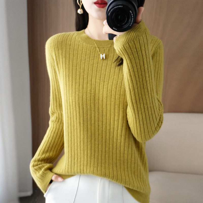 Autumn Women's Knitwear Round Neck Sweater For Women Low Collar Bottoming