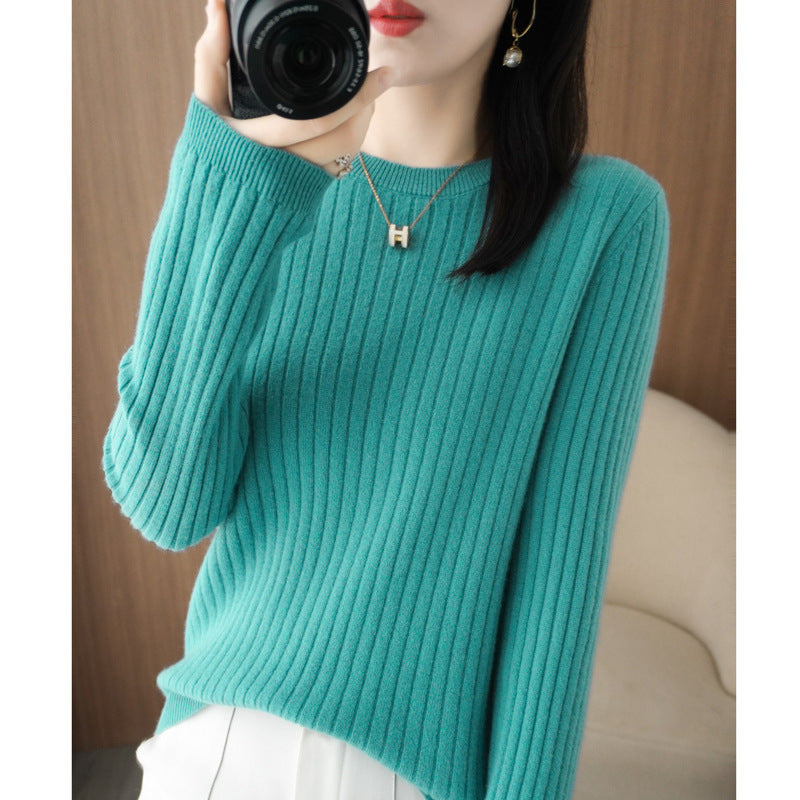 Autumn Women's Knitwear Round Neck Sweater For Women Low Collar Bottoming